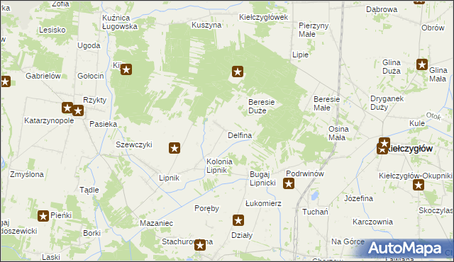 mapa Delfina gmina Siemkowice, Delfina gmina Siemkowice na mapie Targeo