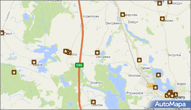 mapa Derczewo, Derczewo na mapie Targeo