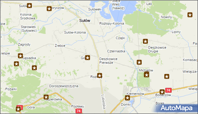mapa Deszkowice Pierwsze, Deszkowice Pierwsze na mapie Targeo