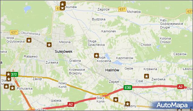 mapa Długa Kościelna, Długa Kościelna na mapie Targeo