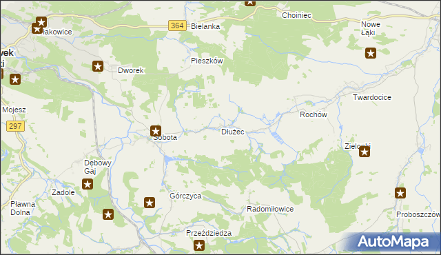 mapa Dłużec gmina Lwówek Śląski, Dłużec gmina Lwówek Śląski na mapie Targeo