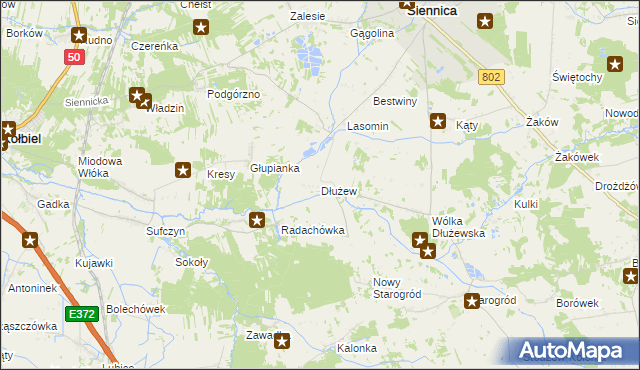 mapa Dłużew, Dłużew na mapie Targeo