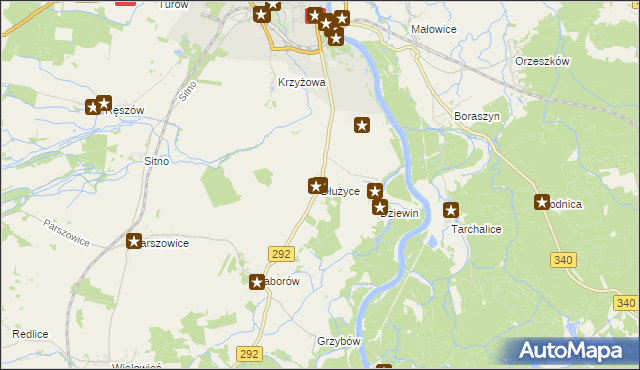 mapa Dłużyce, Dłużyce na mapie Targeo