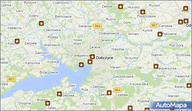 mapa Dobczyce, Dobczyce na mapie Targeo