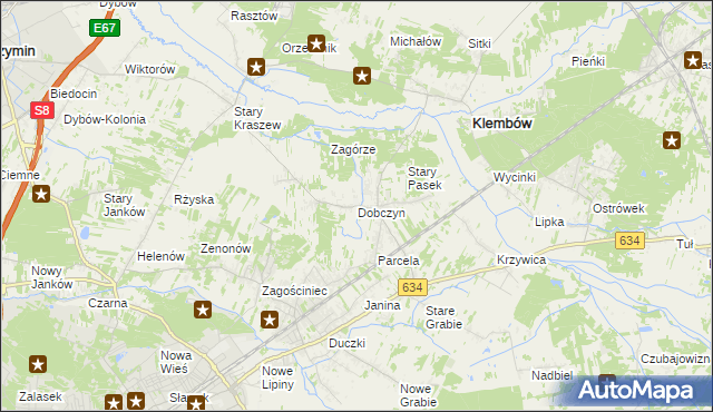 mapa Dobczyn gmina Klembów, Dobczyn gmina Klembów na mapie Targeo
