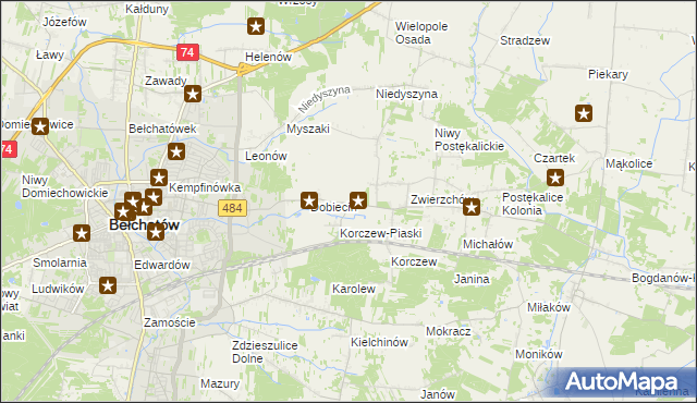 mapa Dobiecin Osada, Dobiecin Osada na mapie Targeo