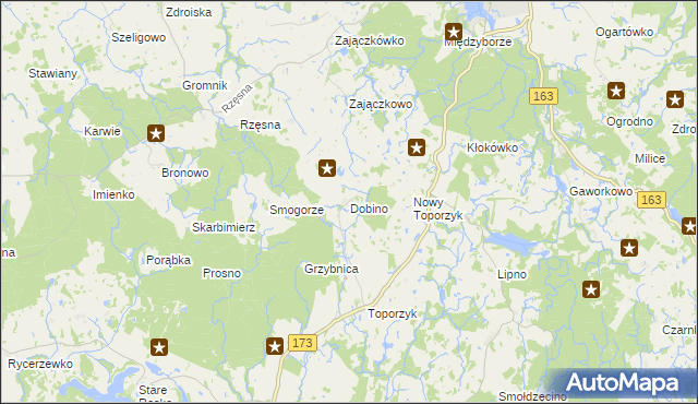 mapa Dobino gmina Połczyn-Zdrój, Dobino gmina Połczyn-Zdrój na mapie Targeo