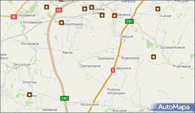 mapa Dobkowice gmina Kobierzyce, Dobkowice gmina Kobierzyce na mapie Targeo