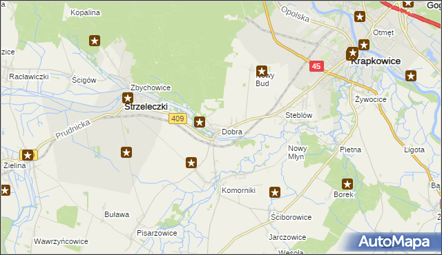 mapa Dobra gmina Strzeleczki, Dobra gmina Strzeleczki na mapie Targeo