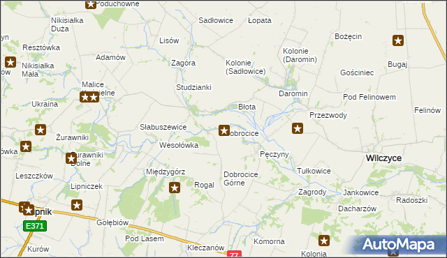 mapa Dobrocice, Dobrocice na mapie Targeo