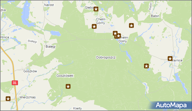 mapa Dobrogoszcz gmina Trzcińsko-Zdrój, Dobrogoszcz gmina Trzcińsko-Zdrój na mapie Targeo