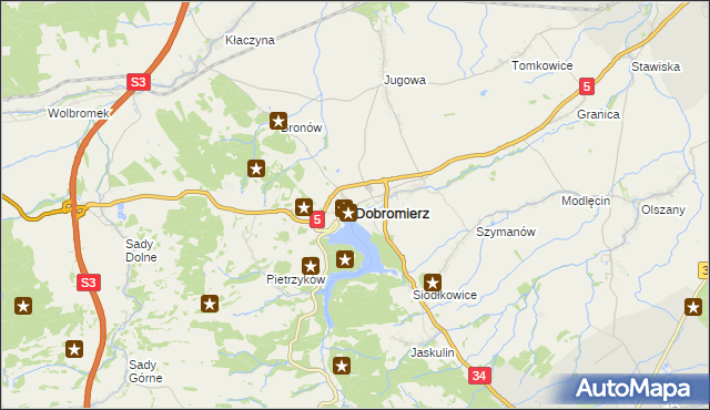 mapa Dobromierz powiat świdnicki, Dobromierz powiat świdnicki na mapie Targeo