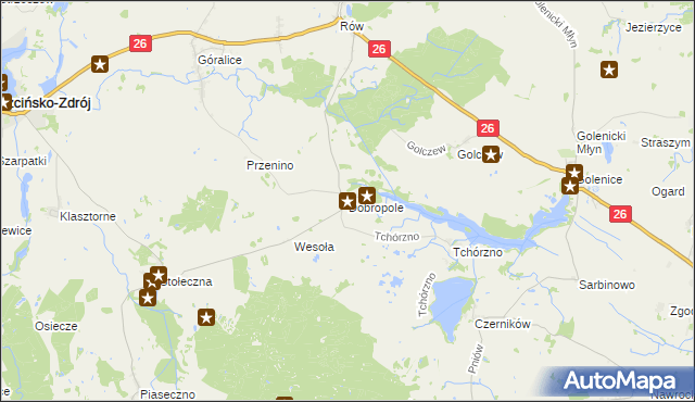 mapa Dobropole gmina Trzcińsko-Zdrój, Dobropole gmina Trzcińsko-Zdrój na mapie Targeo