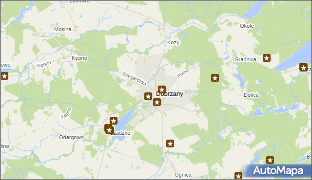 mapa Dobrzany powiat stargardzki, Dobrzany powiat stargardzki na mapie Targeo