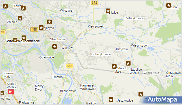 mapa Dobrzykowice, Dobrzykowice na mapie Targeo