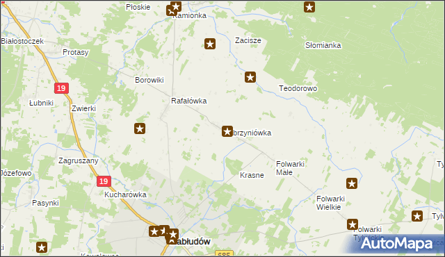 mapa Dobrzyniówka gmina Zabłudów, Dobrzyniówka gmina Zabłudów na mapie Targeo
