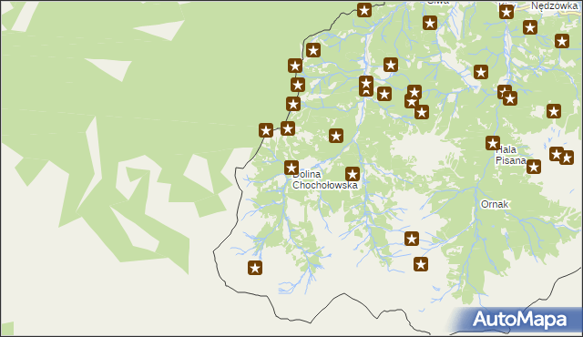 mapa Dolina Chochołowska, Dolina Chochołowska na mapie Targeo