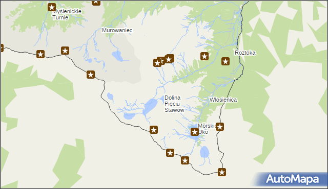 mapa Dolina Pięciu Stawów, Dolina Pięciu Stawów na mapie Targeo