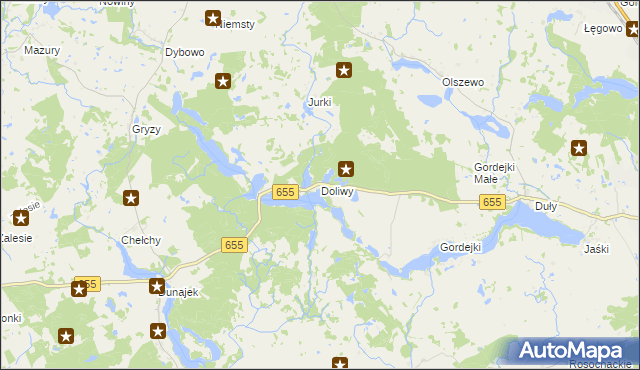 mapa Doliwy gmina Olecko, Doliwy gmina Olecko na mapie Targeo