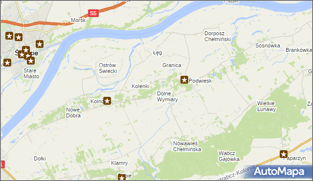 mapa Dolne Wymiary, Dolne Wymiary na mapie Targeo