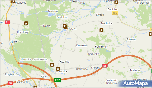 mapa Domanin gmina Kępno, Domanin gmina Kępno na mapie Targeo