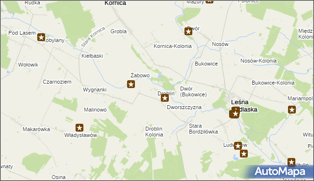 mapa Droblin gmina Leśna Podlaska, Droblin gmina Leśna Podlaska na mapie Targeo