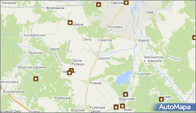 mapa Drochlin gmina Lelów, Drochlin gmina Lelów na mapie Targeo