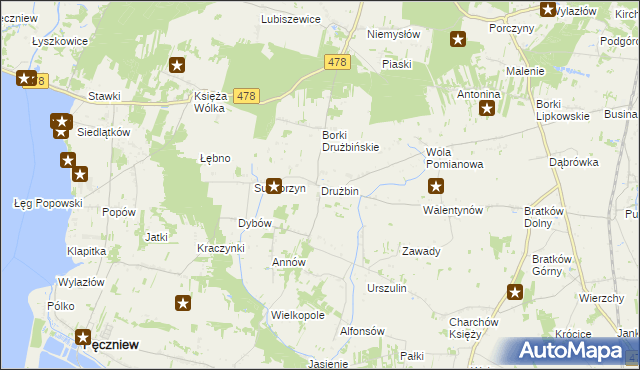 mapa Drużbin, Drużbin na mapie Targeo