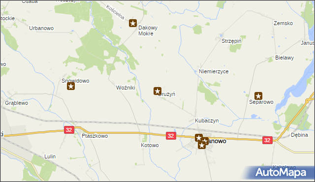 mapa Drużyń, Drużyń na mapie Targeo