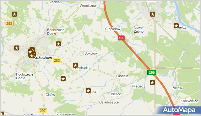 mapa Drwalewice gmina Kożuchów, Drwalewice gmina Kożuchów na mapie Targeo