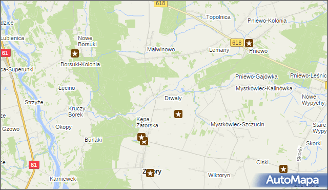 mapa Drwały gmina Zatory, Drwały gmina Zatory na mapie Targeo