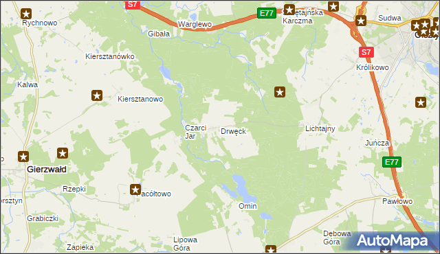 mapa Drwęck, Drwęck na mapie Targeo