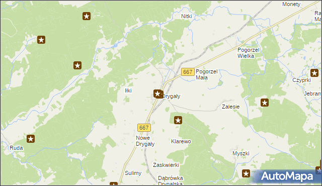 mapa Drygały, Drygały na mapie Targeo