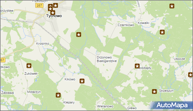 mapa Drzonowo Białogardzkie, Drzonowo Białogardzkie na mapie Targeo