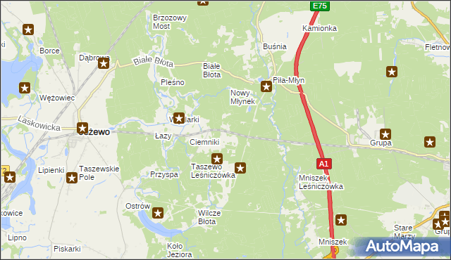 mapa Dubielno gmina Jeżewo, Dubielno gmina Jeżewo na mapie Targeo