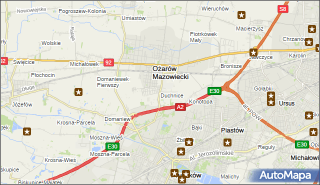 mapa Duchnice, Duchnice na mapie Targeo
