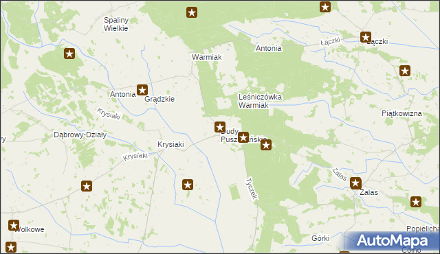 mapa Dudy Puszczańskie, Dudy Puszczańskie na mapie Targeo