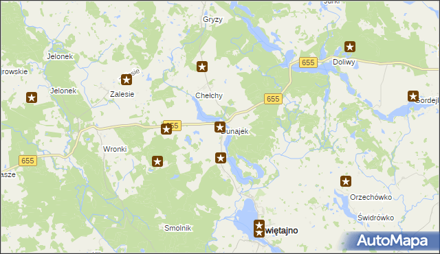 mapa Dunajek gmina Świętajno, Dunajek gmina Świętajno na mapie Targeo