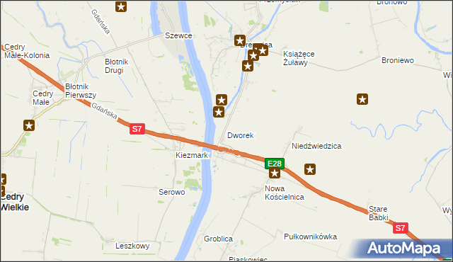 mapa Dworek gmina Stegna, Dworek gmina Stegna na mapie Targeo