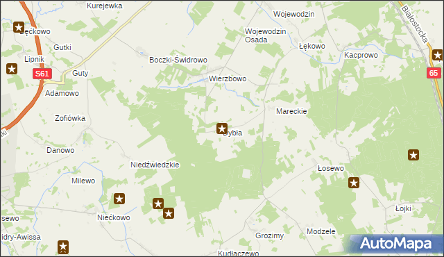 mapa Dybła, Dybła na mapie Targeo