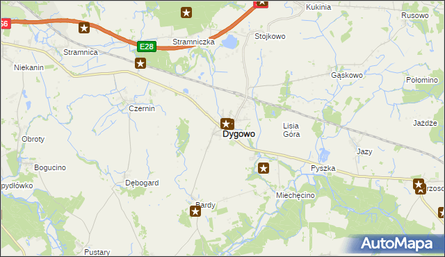 mapa Dygowo, Dygowo na mapie Targeo