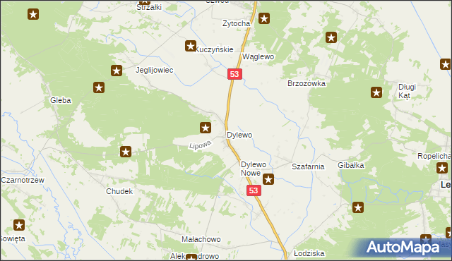 mapa Dylewo gmina Kadzidło, Dylewo gmina Kadzidło na mapie Targeo