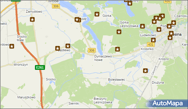 mapa Dymaczewo Nowe, Dymaczewo Nowe na mapie Targeo