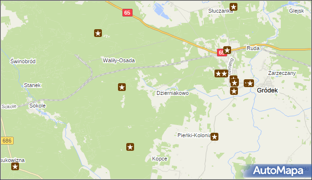 mapa Dzierniakowo, Dzierniakowo na mapie Targeo