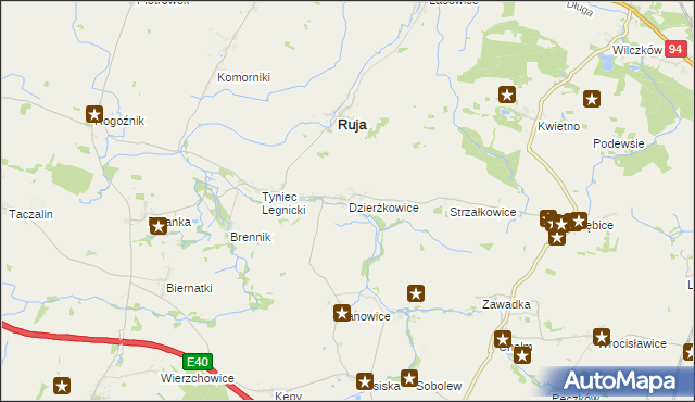 mapa Dzierżkowice gmina Ruja, Dzierżkowice gmina Ruja na mapie Targeo