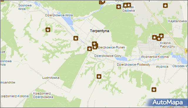 mapa Dzierzkowice-Góry, Dzierzkowice-Góry na mapie Targeo