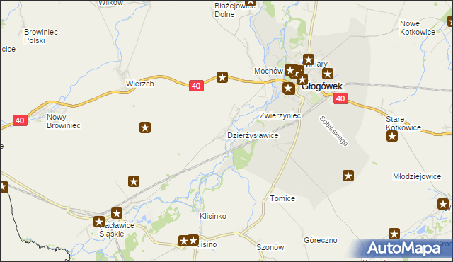 mapa Dzierżysławice, Dzierżysławice na mapie Targeo
