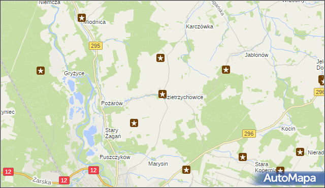 mapa Dzietrzychowice, Dzietrzychowice na mapie Targeo