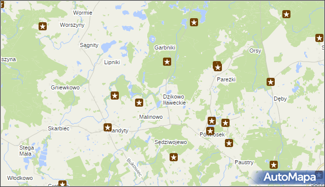 mapa Dzikowo Iławeckie, Dzikowo Iławeckie na mapie Targeo