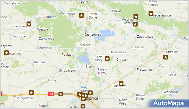 mapa Falęcin Stary, Falęcin Stary na mapie Targeo